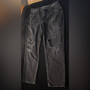 American Eagle Outfitters Black Distressed Mom Jeans Size 14